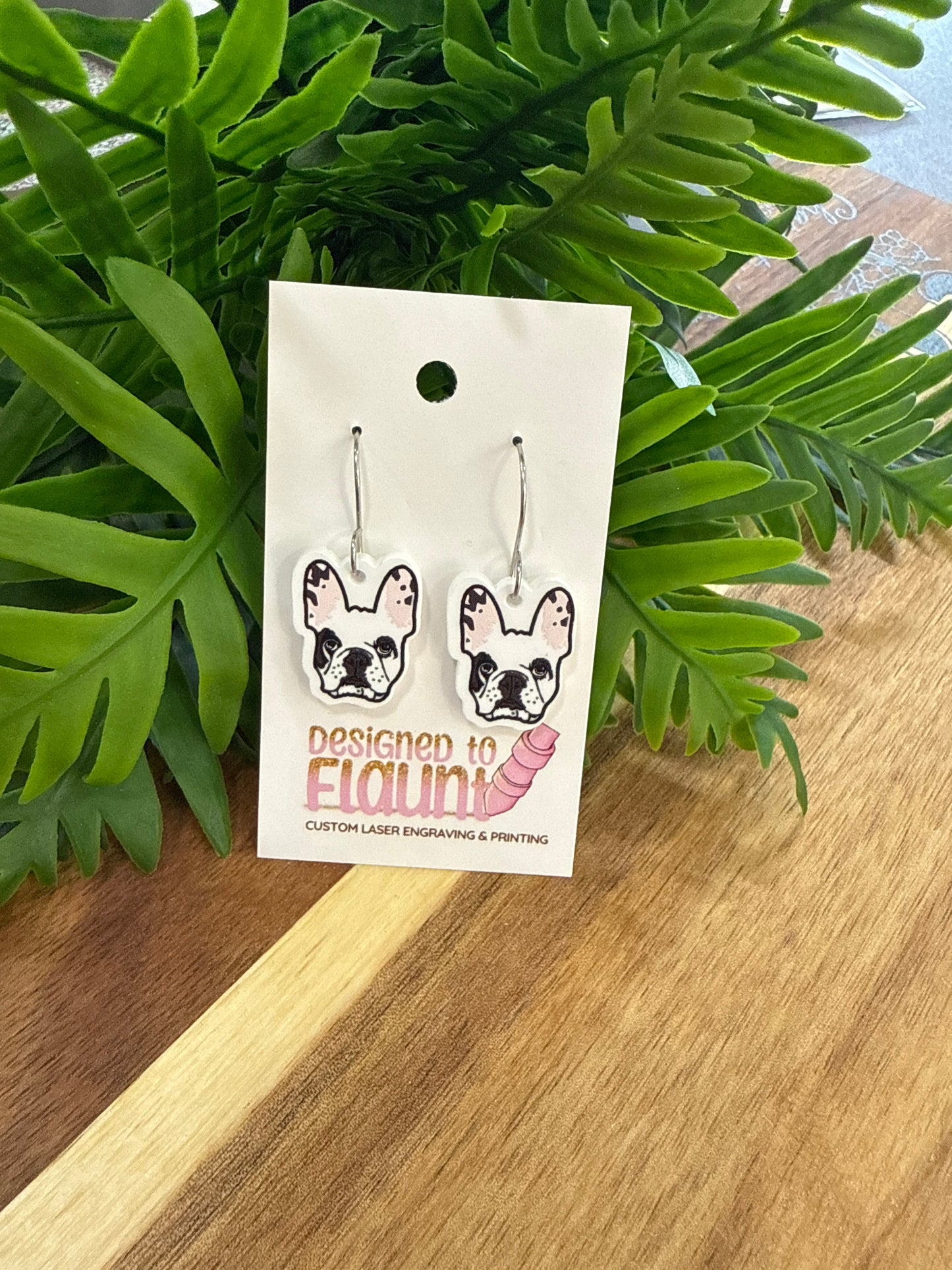 UV Printed Frenchie Faves Acrylic Dangle Earrings
