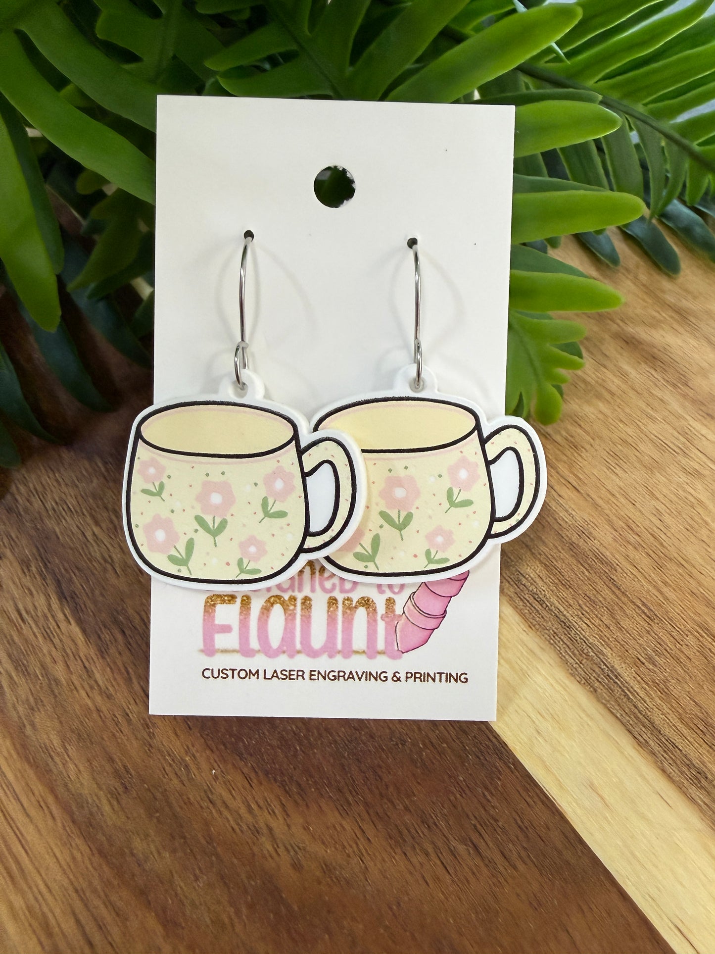 Bloom & Brew Acrylic Dangle Earrings