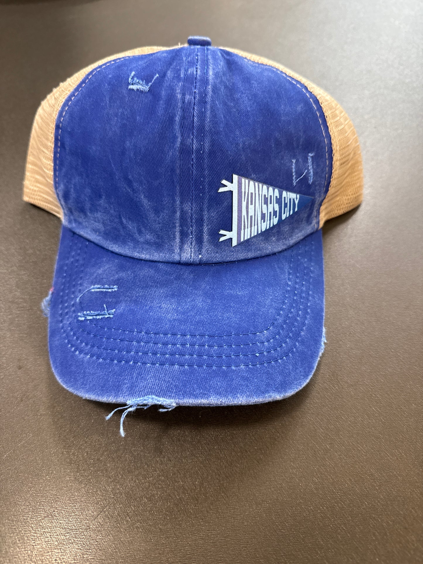 Royal Blue Kansas City Pennant Women's Ponytail Hat
