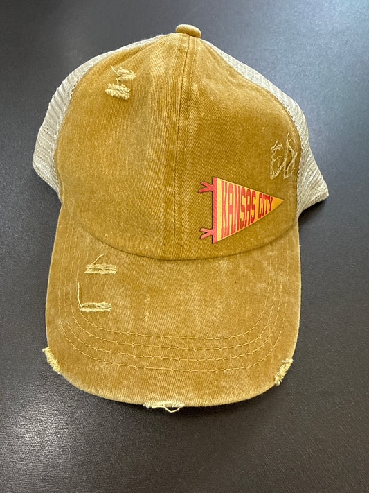 Red/Yellow Kansas City Pennant Women's Ponytail Hat