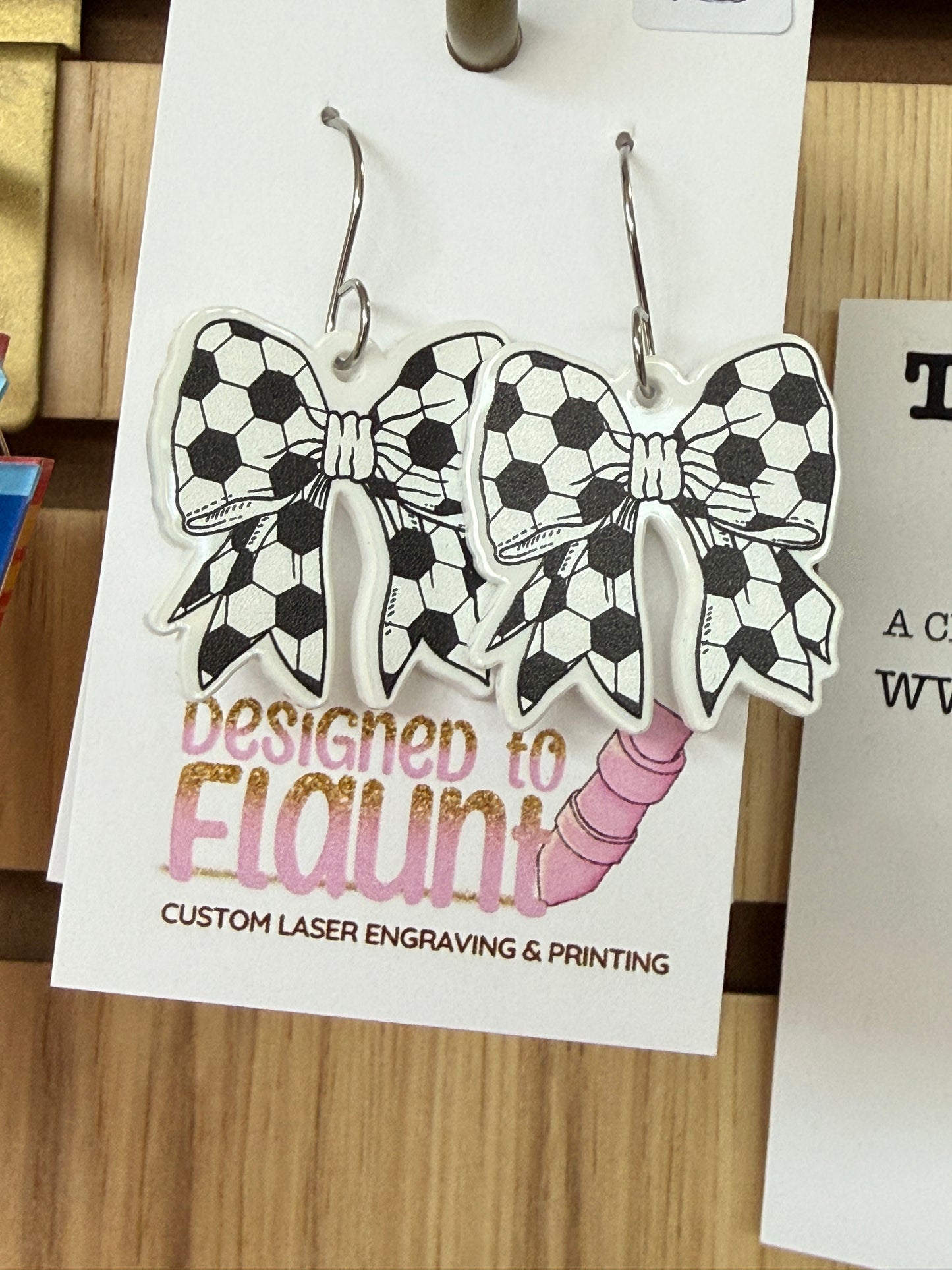 UV Printed Soccer Bow Dangle Earrings