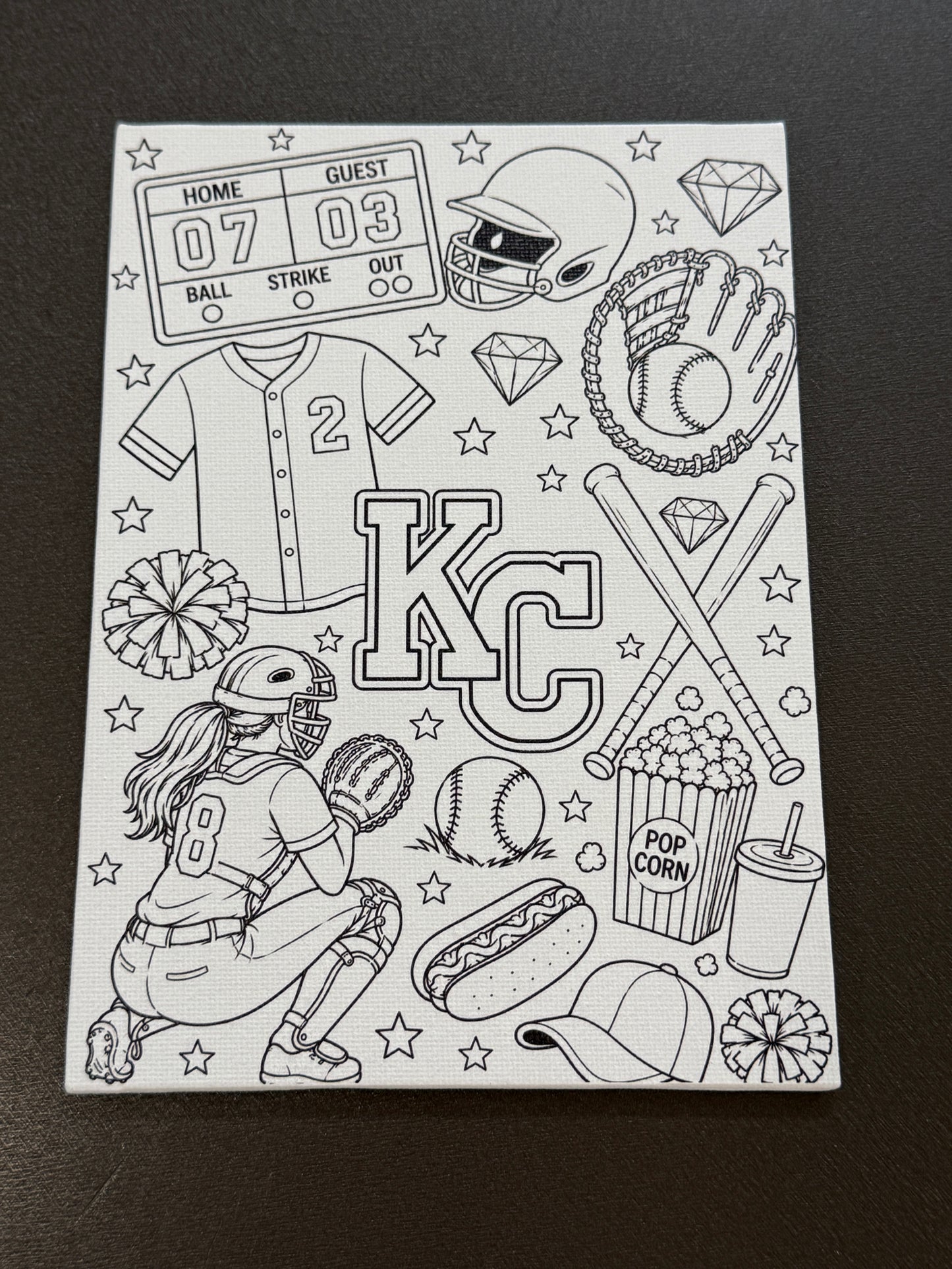 Paint-Your-Own Canvas – Softball Fan