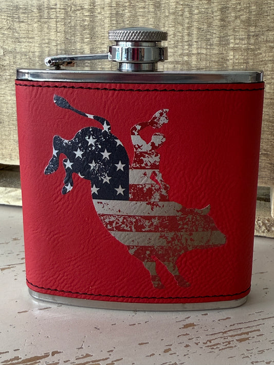 UV Printed American Cowboy 6 oz Flask
