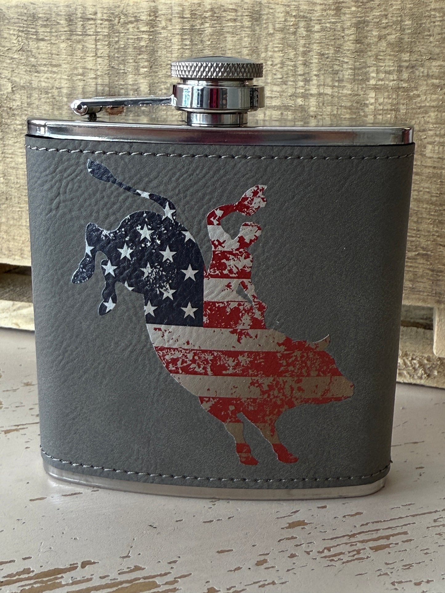 UV Printed American Cowboy 6 oz Flask
