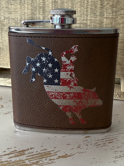 UV Printed American Cowboy 6 oz Flask