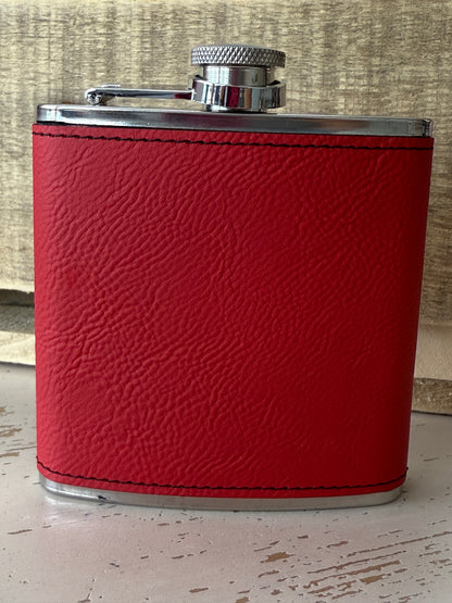 KC Baseball 6 oz Leatherette and Stainless Steel Flask