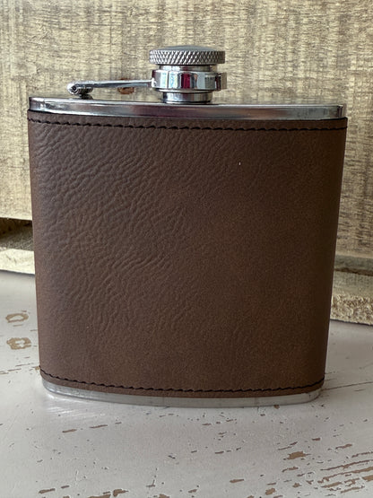Arrowhead Drinking Team 6 oz Leatherette and Stainless Steel Flask