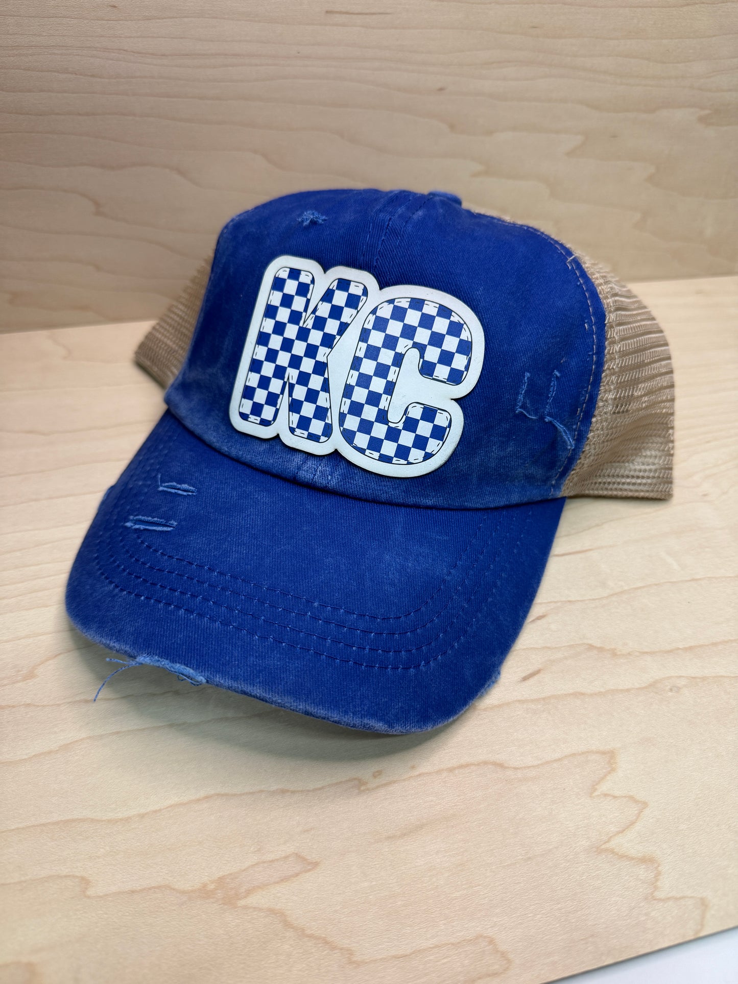 UV Printed Royal KC Varsity Women's Ponytail Hat