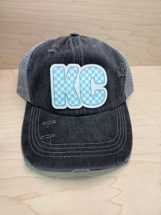 UV Printed Teal KC Varsity Women's Ponytail Hat