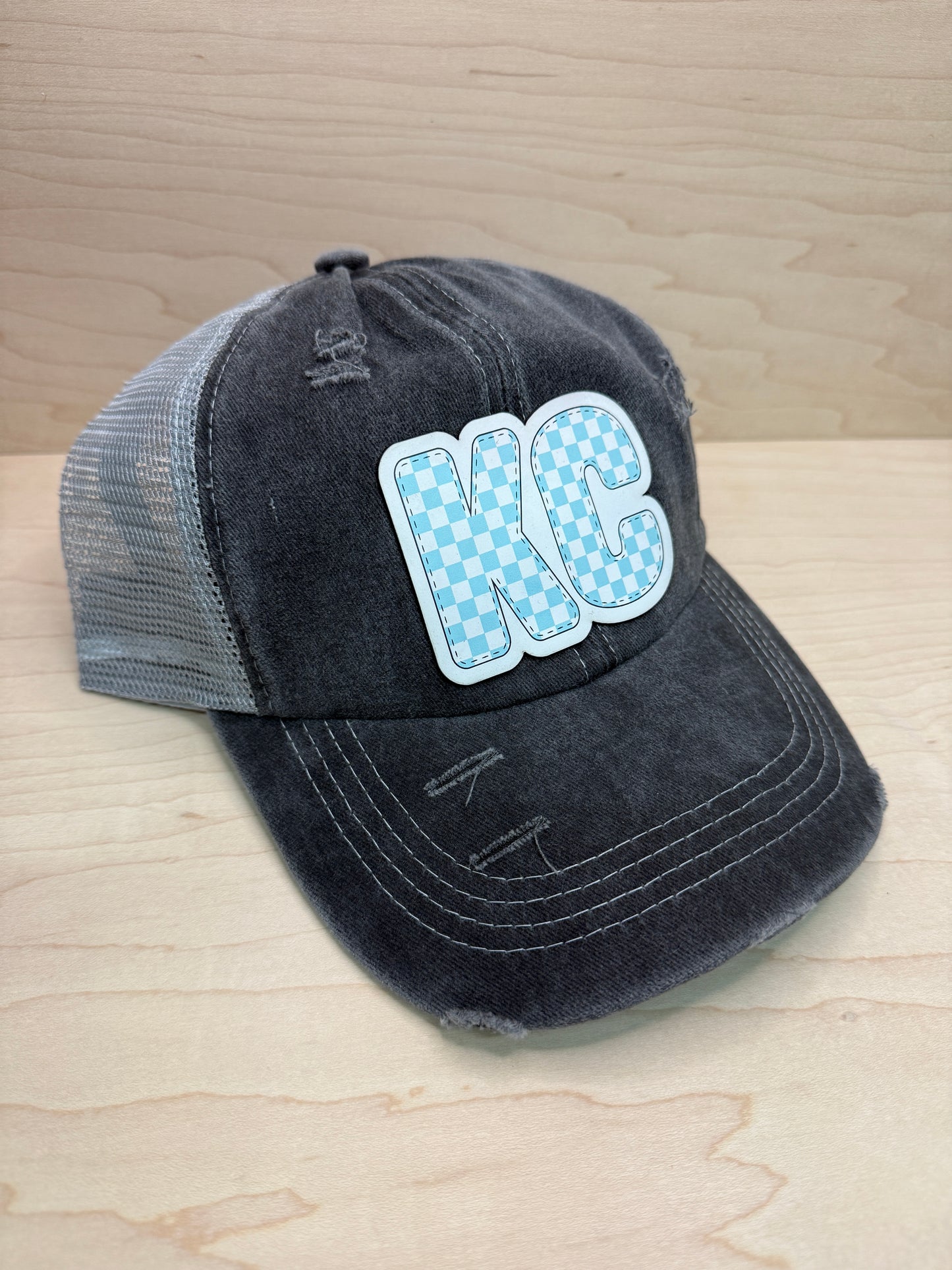 UV Printed Teal KC Varsity Women's Ponytail Hat