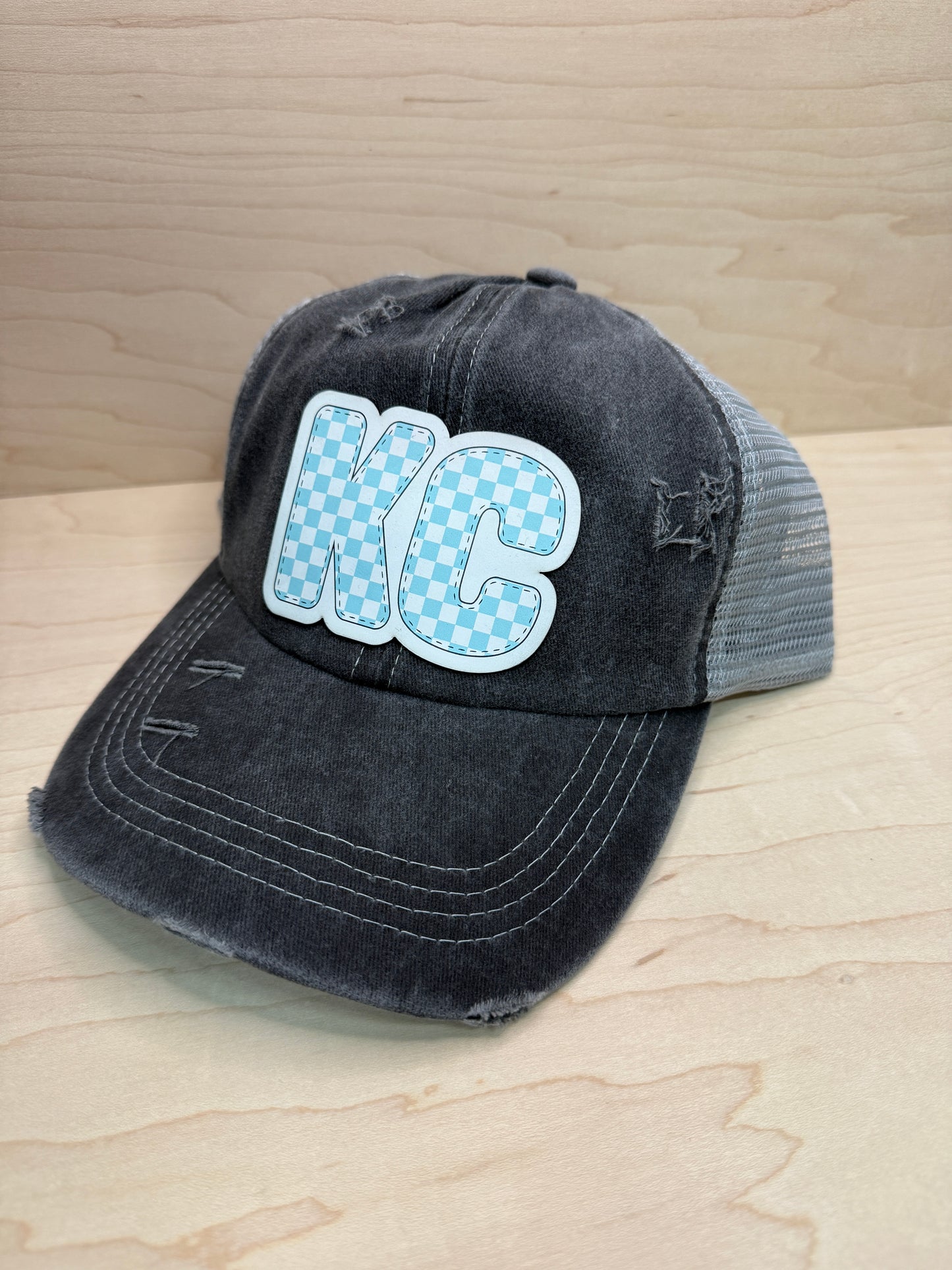 UV Printed Teal KC Varsity Women's Ponytail Hat