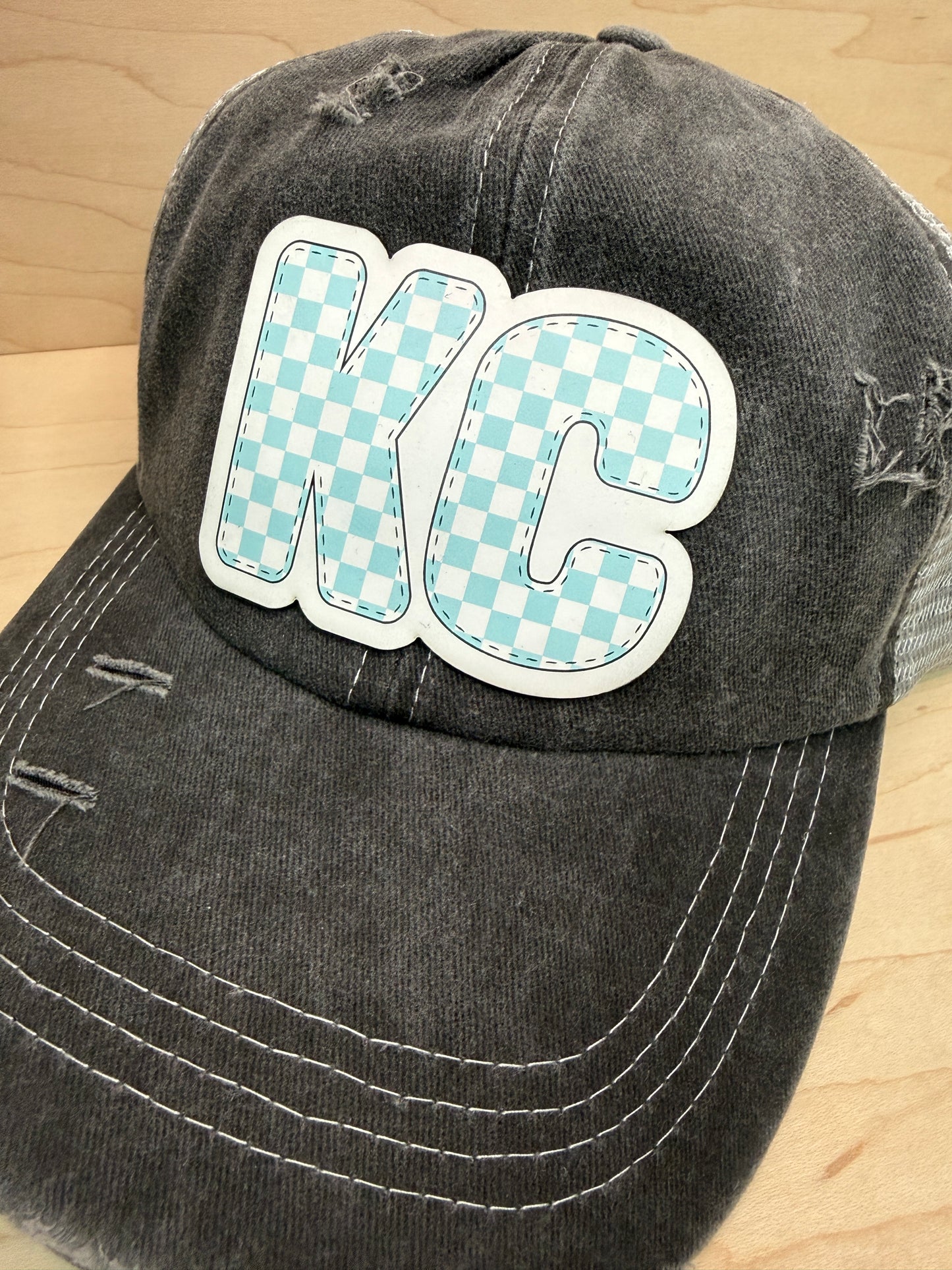 UV Printed Teal KC Varsity Women's Ponytail Hat