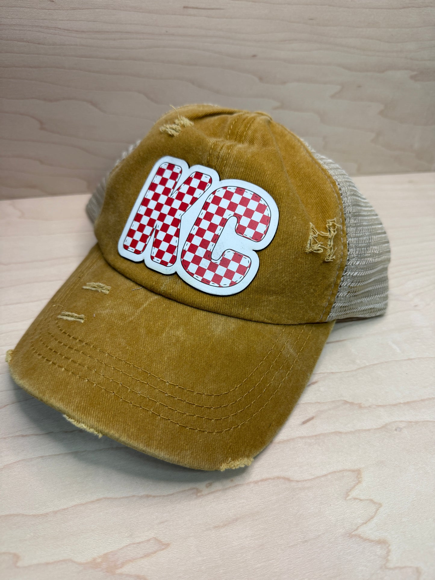 UV Printed Red KC Varsity Women's Ponytail Hat