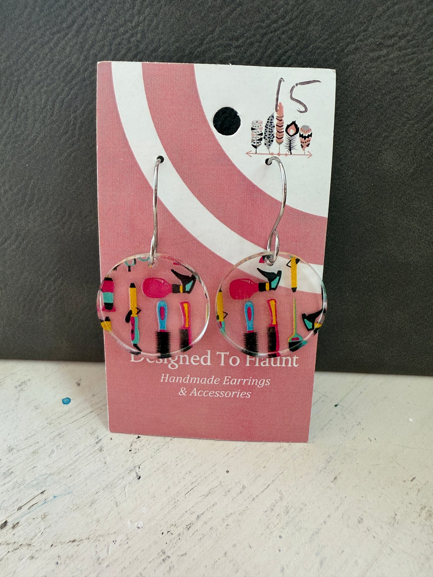 Hair Dresser Scattered Print Dangle Earrings
