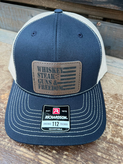 Whiskey, Steak, Guns & Freedom Men's Richardson 112 Trucker Hat