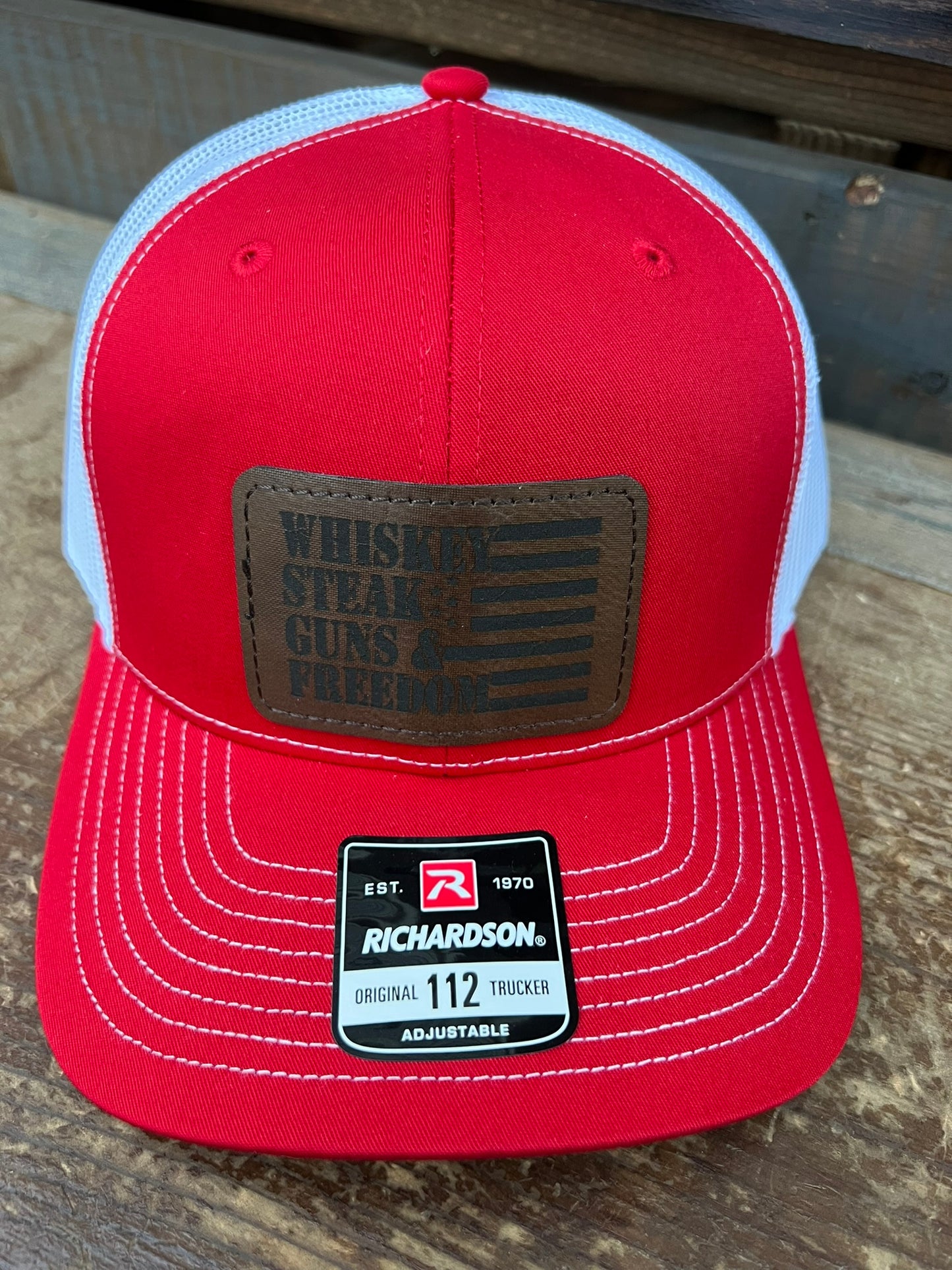 Whiskey, Steak, Guns & Freedom Men's Richardson 112 Trucker Hat