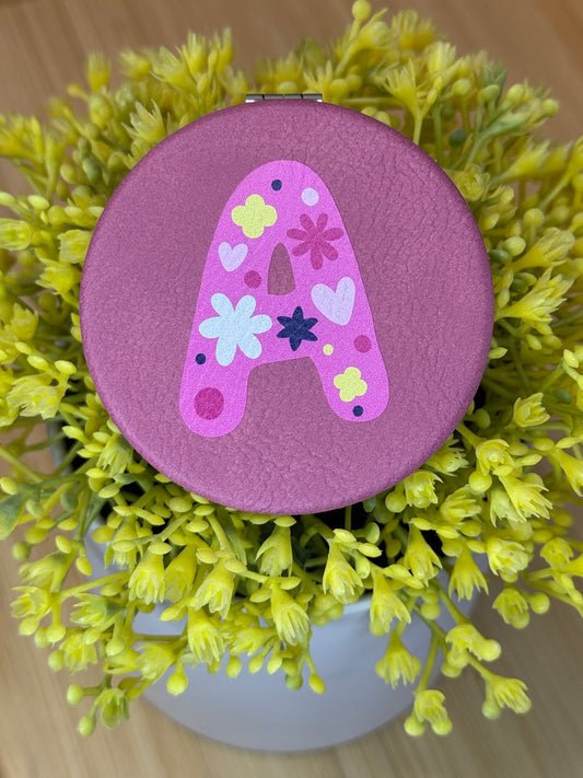 UV Printed Single-Letter Monogram Compact Mirror