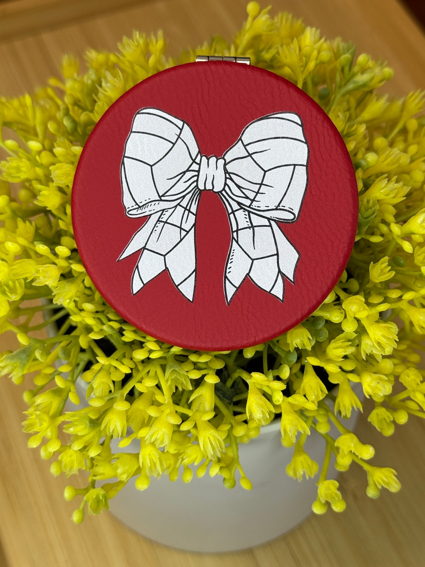 UV Printed Volleyball Bow Compact Mirror