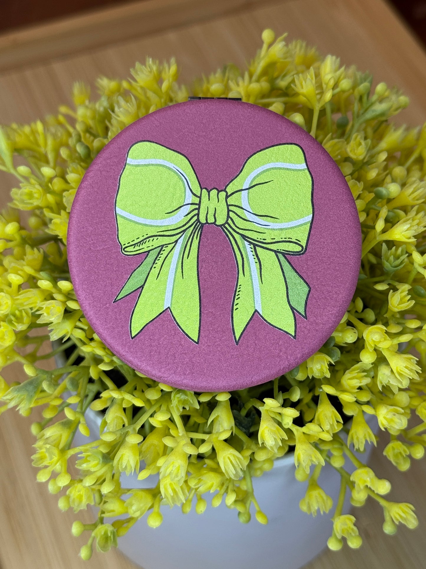 UV Printed Tennis Bow Compact Mirror