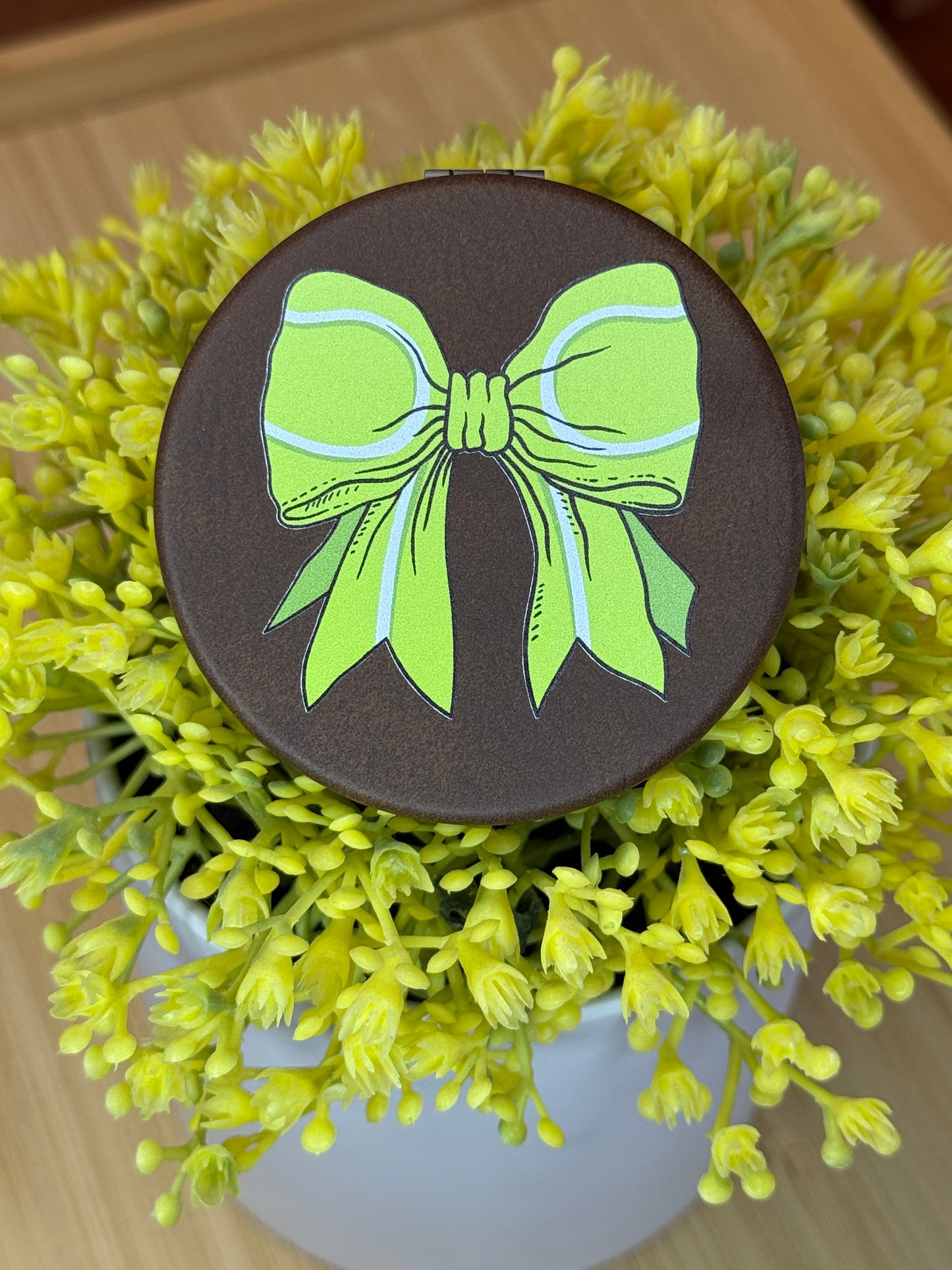 UV Printed Tennis Bow Compact Mirror