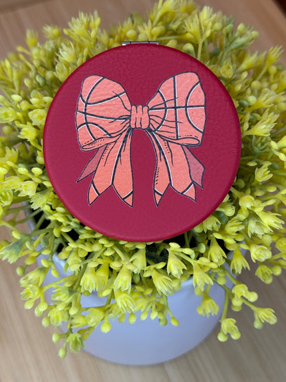 UV Printed Basketball Bow Compact Mirror