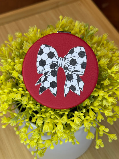UV Printed Soccer Bow Compact Mirror