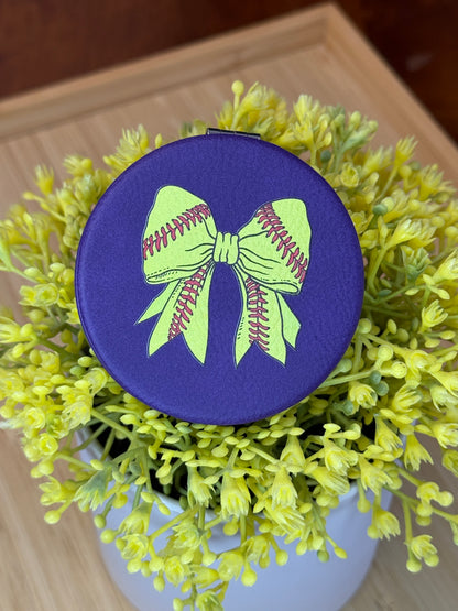 UV Printed Softball Bow Compact Mirror