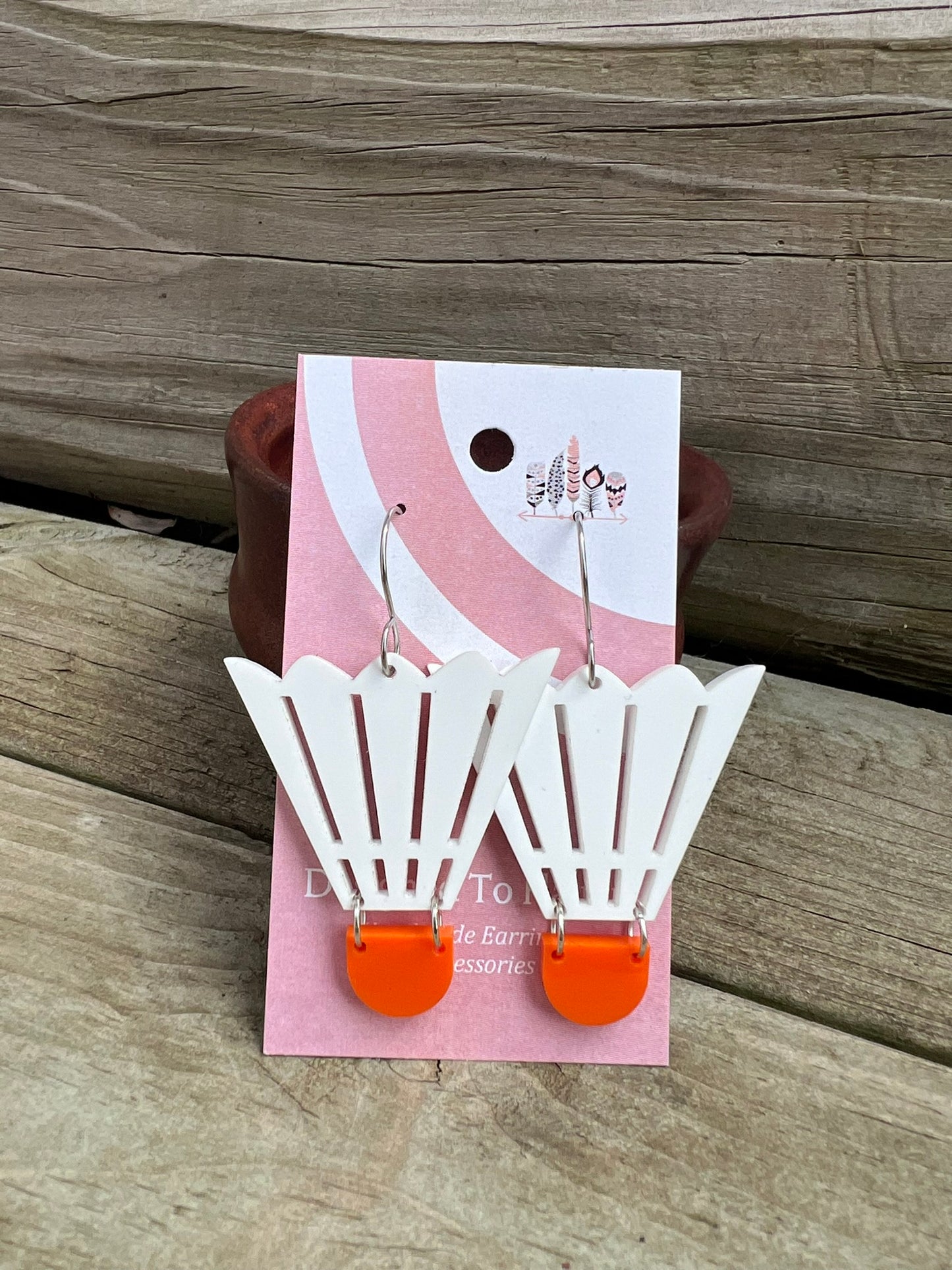 Badminton Birdie Acrylic Dangle Earrings