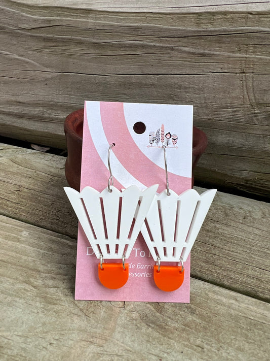 Badminton Birdie Acrylic Dangle Earrings