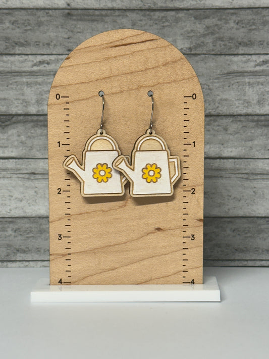 Green Thumb Watering Can Dangle Earrings