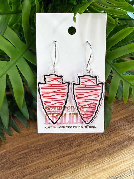 UV Printed Red Kansas City Dangle Earrings