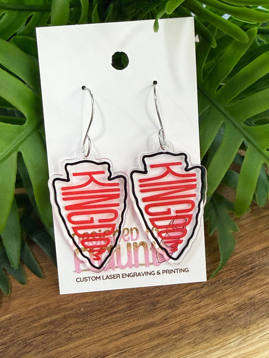 UV Printed Red Kingdom Dangle Earrings