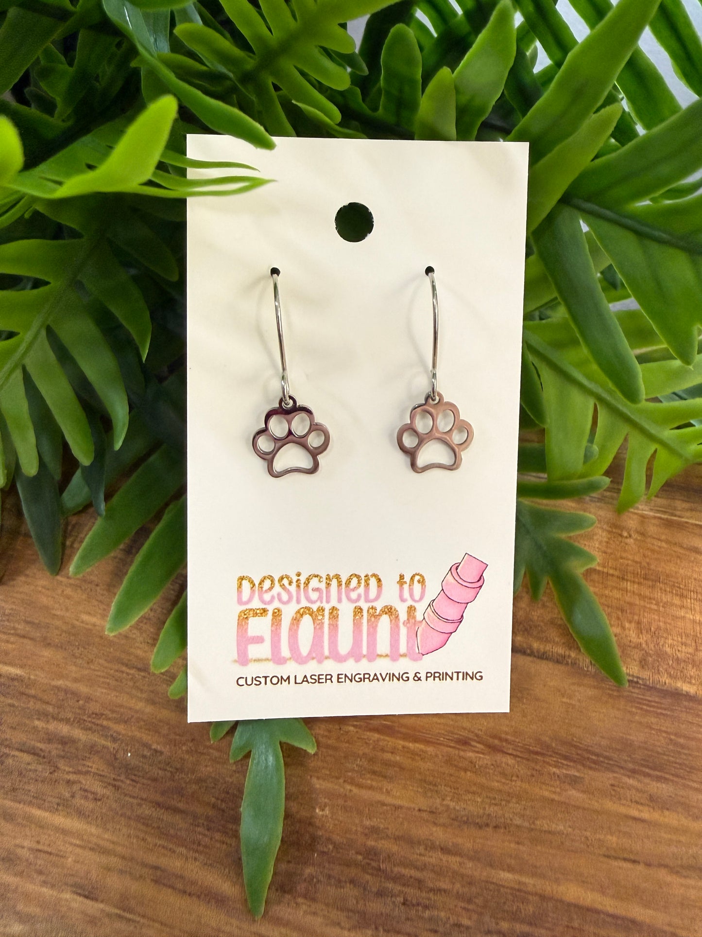 Stainless Steel Paw Print Earrings