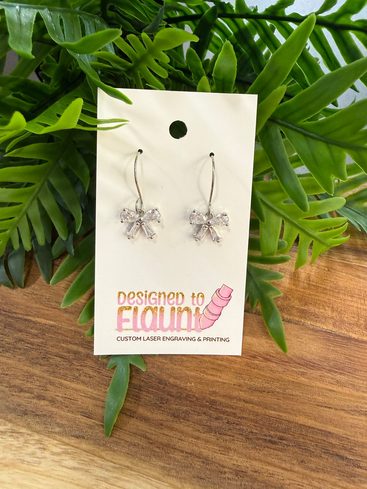 Clear Cubic Zirconia Bow Earrings