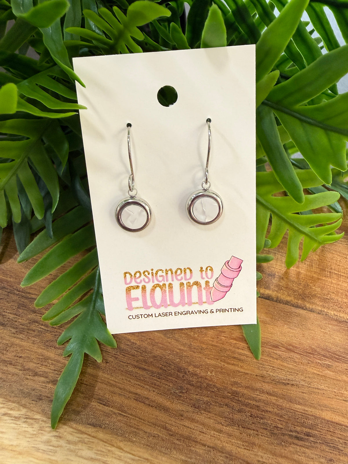 Pearlescent White Circle Earrings