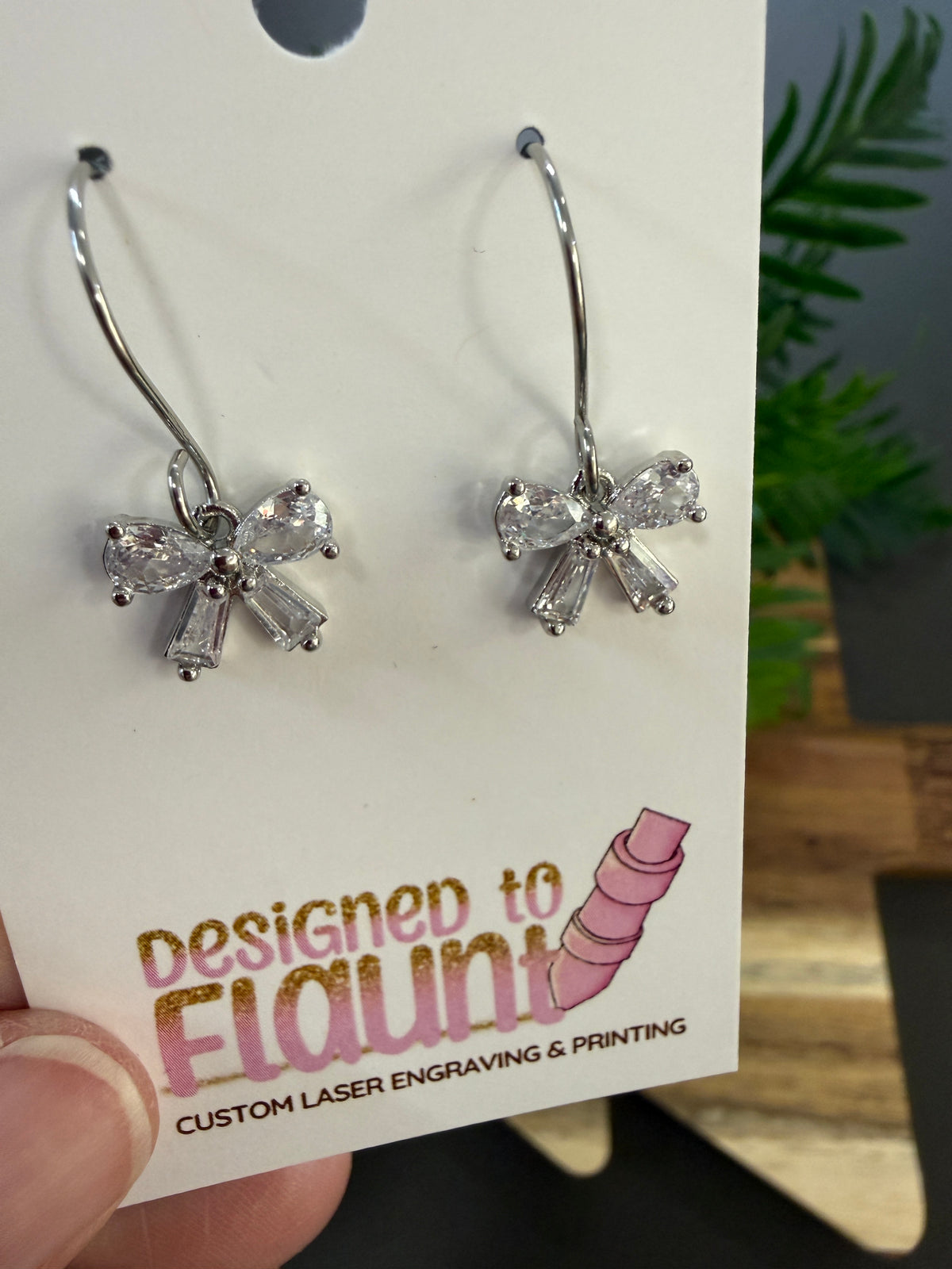 Clear Cubic Zirconia Bow Earrings