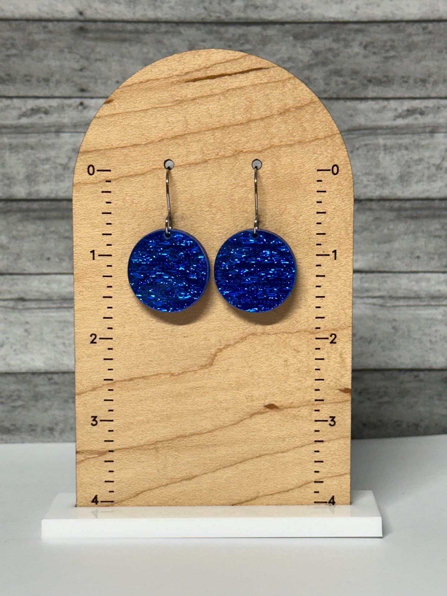 Dark Blue Sparkle Acrylic Dangle Earrings