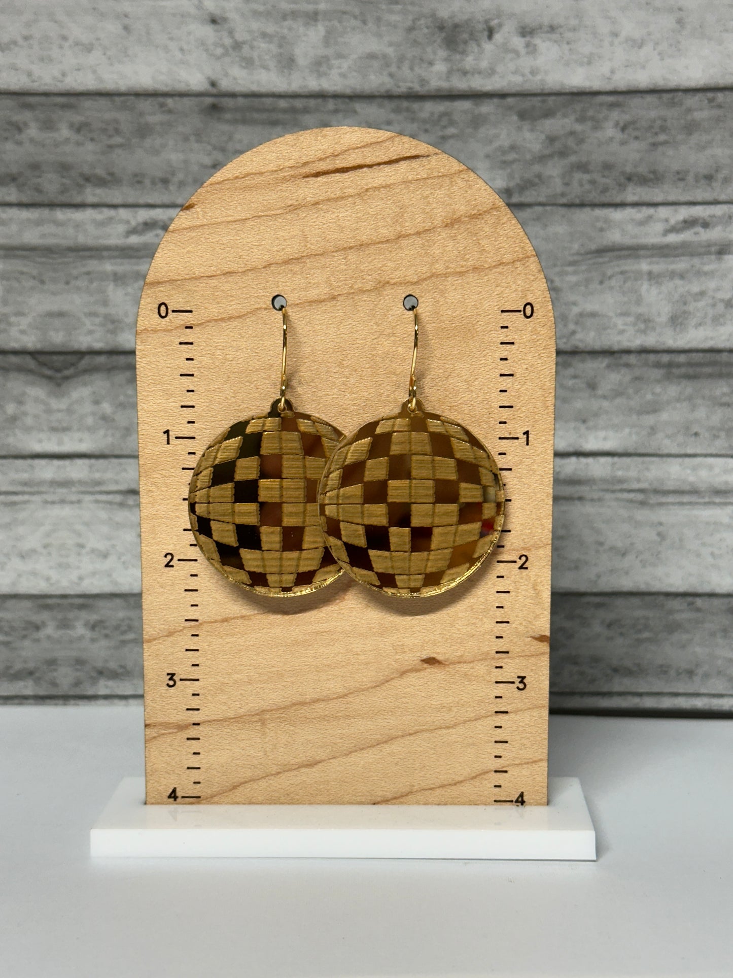 Golden Disco Acrylic Dangle Earrings