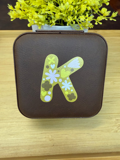 UV Printed Single-Letter Monogram Leatherette Jewelry Boxes