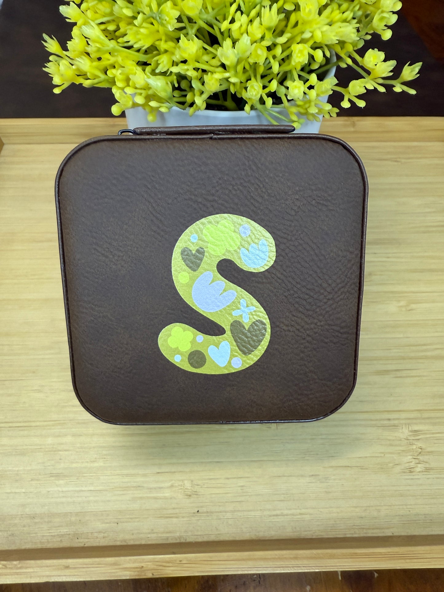UV Printed Single-Letter Monogram Leatherette Jewelry Boxes