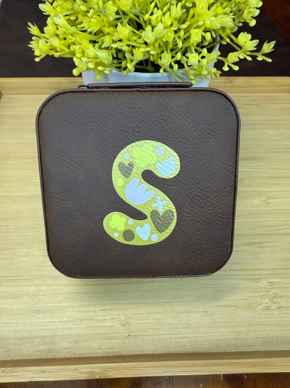 UV Printed Single-Letter Monogram Leatherette Jewelry Boxes