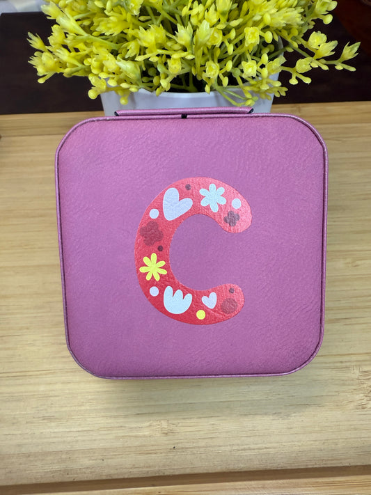 UV Printed Single-Letter Monogram Leatherette Jewelry Boxes