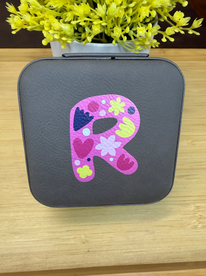 UV Printed Single-Letter Monogram Leatherette Jewelry Boxes