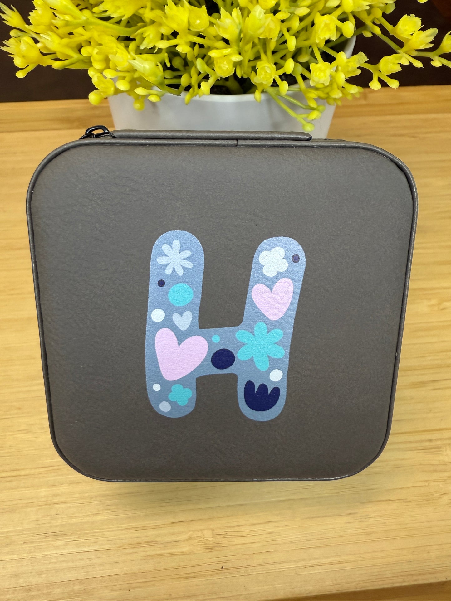 UV Printed Single-Letter Monogram Leatherette Jewelry Boxes