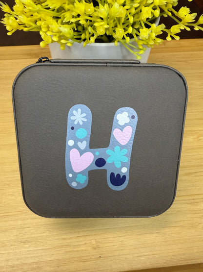 UV Printed Single-Letter Monogram Leatherette Jewelry Boxes