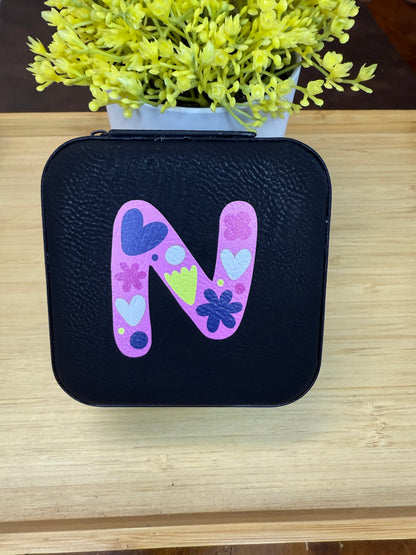 UV Printed Single-Letter Monogram Leatherette Jewelry Boxes