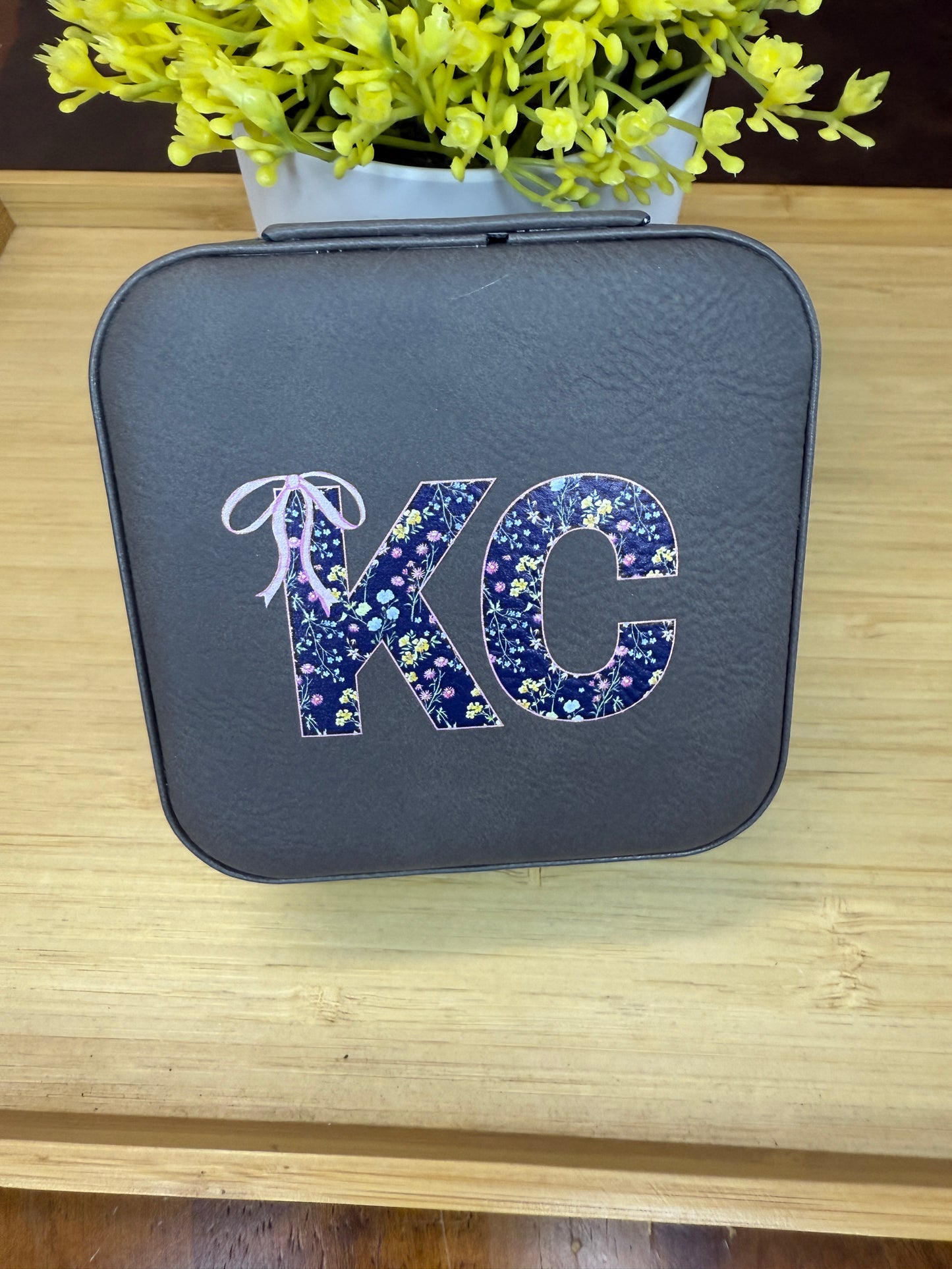 UV Printed State Initials Leatherette Jewelry Box
