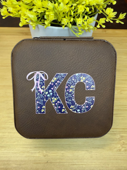 UV Printed State Initials Leatherette Jewelry Box