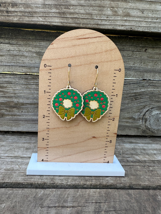 Christmas Wreath Wooden Dangles