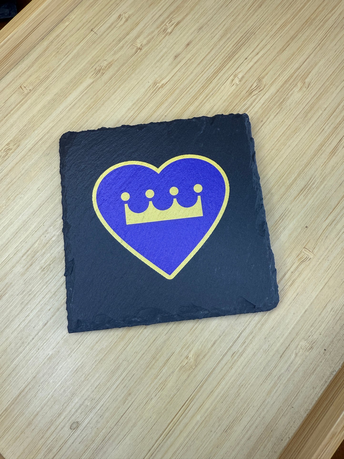 UV Printed KC Royals Crown Heart Slate Coaster